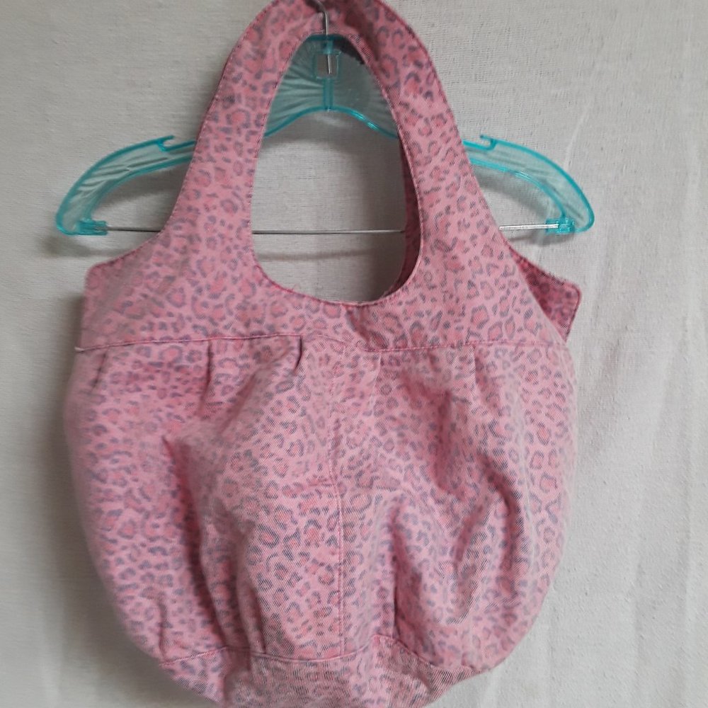 Pink animal print canvas purse handbag hobo bag
